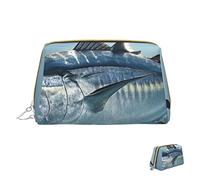 Cosmetic Bag Travel Makeup Bag Waterproof Toiletry Pouch Portable Wide Open Pouch Bluefin Tuna Thunnus Makeup Organizer Case Large Capacity Zipper Pouch Toiletry Bag for Women