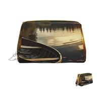 Cosmetic Bag Travel Makeup Bag Waterproof Toiletry Pouch Portable Wide Open Pouch Boat at Lake Shore Makeup Organizer Case Large Capacity Zipper Pouch Toiletry Bag for Women