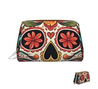 Cosmetic Bag Travel Makeup Bag Waterproof Toiletry Pouch Portable Wide Open Pouch Colorful Sugar Skull Makeup Organizer Case Large Capacity Zipper Pouch Toiletry Bag for Women