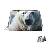 Cosmetic Bag Travel Makeup Bag Waterproof Toiletry Pouch Portable Wide Open Pouch Cool Animal White Polar Bear Makeup Organizer Case Large Capacity Zipper Pouch Toiletry Bag for Women