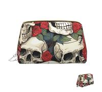 Cosmetic Bag Travel Makeup Bag Waterproof Toiletry Pouch Portable Wide Open Pouch Cool Skull Head and Roses Makeup Organizer Case Large Capacity Zipper Pouch Toiletry Bag for Women