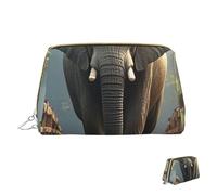 Cosmetic Bag Travel Makeup Bag Waterproof Toiletry Pouch Portable Wide Open Pouch Elephant on a Bridge Makeup Organizer Case Large Capacity Zipper Pouch Toiletry Bag for Women