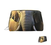 Cosmetic Bag Travel Makeup Bag Waterproof Toiletry Pouch Portable Wide Open Pouch Elephant with Sunflower Makeup Organizer Case Large Capacity Zipper Pouch Toiletry Bag for Women