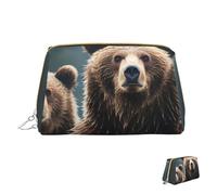 Cosmetic Bag Travel Makeup Bag Waterproof Toiletry Pouch Portable Wide Open Pouch Encounter Animal Bear Makeup Organizer Case Large Capacity Zipper Pouch Toiletry Bag for Women