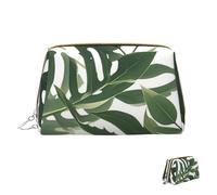 Cosmetic Bag Travel Makeup Bag Waterproof Toiletry Pouch Portable Wide Open Pouch Green and White Leaf Makeup Organizer Case Large Capacity Zipper Pouch Toiletry Bag for Women