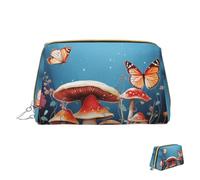 Cosmetic Bag Travel Makeup Bag Waterproof Toiletry Pouch Portable Wide Open Pouch Mushrooms and Butterflies Makeup Organizer Case Large Capacity Zipper Pouch Toiletry Bag for Women