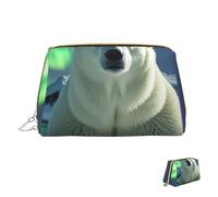 Cosmetic Bag Travel Makeup Bag Waterproof Toiletry Pouch Portable Wide Open Pouch Northern Lights Polar Bear Makeup Organizer Case Large Capacity Zipper Pouch Toiletry Bag for Women