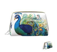 Cosmetic Bag Travel Makeup Bag Waterproof Toiletry Pouch Portable Wide Open Pouch Peacock Pattern Makeup Organizer Case Large Capacity Zipper Pouch Toiletry Bag for Women