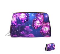 Cosmetic Bag Travel Makeup Bag Waterproof Toiletry Pouch Portable Wide Open Pouch Purple Cute Butterfly Makeup Organizer Case Large Capacity Zipper Pouch Toiletry Bag for Women