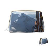 Cosmetic Bag Travel Makeup Bag Waterproof Toiletry Pouch Portable Wide Open Pouch Skis on Mountain Makeup Organizer Case Large Capacity Zipper Pouch Toiletry Bag for Women