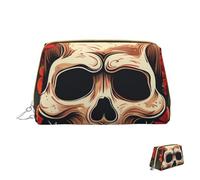 Cosmetic Bag Travel Makeup Bag Waterproof Toiletry Pouch Portable Wide Open Pouch Sugar Skull Rose Makeup Organizer Case Large Capacity Zipper Pouch Toiletry Bag for Women