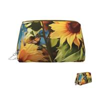 Cosmetic Bag Travel Makeup Bag Waterproof Toiletry Pouch Portable Wide Open Pouch Sunflowers and Butterflies Makeup Organizer Case Large Capacity Zipper Pouch Toiletry Bag for Women