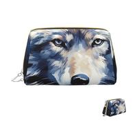 Cosmetic Bag Travel Makeup Bag Waterproof Toiletry Pouch Portable Wide Open Pouch Wolf Head Makeup Organizer Case Large Capacity Zipper Pouch Toiletry Bag for Women