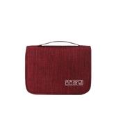 Cosmetic Bag, Travel Toiletry Bag, Cationic Oxford Cloth, Dry and Wet Separation, Hanging Type, Suitable for Travel(Wine red)