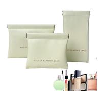 Cosmetic Bag, Travel Toiletry Bag, Self-Closing Lipstick Bag Made of PU Leather, Multifunctional Makeup Bag, Portable for Cosmetic Accessories for Women and Girls, White, see