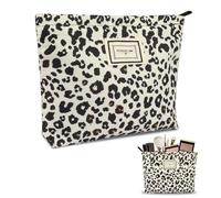 Cosmetic bag, travel toiletry bag, women's make-up bag for girls, women, cosmetic bag for travel, business trip, bathroom, beige, leopard print