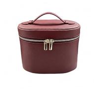 Cosmetic Bag with Divided Compartments, PU Leather Toiletry Organiser for Travel & Vanity, Portable Makeup Case with Handle, 20 x 14 x 15 cm (1 PC)