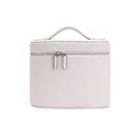 Cosmetic Bag with Divided Compartments, PU Leather Toiletry Organiser for Travel & Vanity, Portable Makeup Case with Handle, 20 x 14 x 15 cm (1 PC)