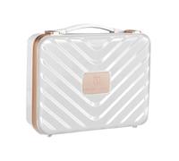 Cosmetic Bag with Illuminated Mirror, Makeup Bag with 3 Colours LEDs Light, Makeup Bag with Dividers, 4K Makeup Mirror Cosmetic Case, Women's Travel Handbag Cosmetic Organiser (White), d'Alene to