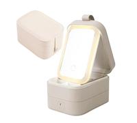 Cosmetic Bag with Illuminated Mirror, Three Layers with Large Capacity Make Up Bag with 3 Colours LED Light, Travel Portable Makeup Bag, Cosmetic Case for Women Organiser, White, Modern and popular