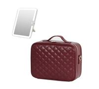 Cosmetic Bag with LED Mirror, Travel Cosmetic Bag with Illuminated Mirror, Illuminated Cosmetic Case in 3 Colors with Adjustable Compartments for Cosmetic Storage