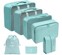 Cosmetic Bags 7/8Set Packing Cubes for Suitcases Packing Cube for Shoes Cosmetics Clothing for Travel Luggage Organizer Women Men with Zip(Blu,7set)