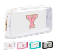 Cosmetic Bags Clear Makeup Bag Organizer Travel Essentials Gifts for Women Girlfriend Teen Mom Teacher Brithday Mothers Day Gifts A-Z Personalized Bag (Y, White)