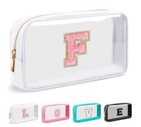 Cosmetic Bags Clear Makeup Bag Organizer Travel Essentials Gifts for Women Girlfriend Teen Mom Teacher Brithday Mothers Day Gifts A-Z Personalized Bag (F, White)