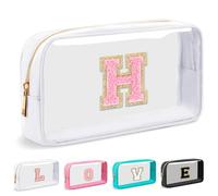 Cosmetic Bags Clear Makeup Bag Organizer Travel Essentials Gifts for Women Girlfriend Teen Mom Teacher Brithday Mothers Day Gifts A-Z Personalized Bag (H, White)