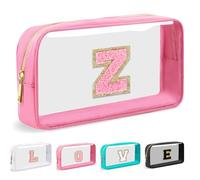 Cosmetic Bags Clear Makeup Bag Organizer Travel Essentials Gifts for Women Girlfriend Teen Mom Teacher Brithday Mothers Day Gifts A-Z Personalized Bag (Z, Pink)
