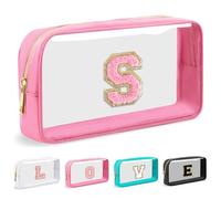 Cosmetic Bags Clear Makeup Bag Organizer Travel Essentials Gifts for Women Girlfriend Teen Mom Teacher Brithday Mothers Day Gifts A-Z Personalized Bag (S, Pink)