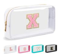 Cosmetic Bags Clear Makeup Bag Organizer Travel Essentials Gifts for Women Girlfriend Teen Mom Teacher Brithday Mothers Day Gifts A-Z Personalized Bag (X, White)