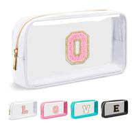 Cosmetic Bags Clear Makeup Bag Organizer Travel Essentials Gifts for Women Girlfriend Teen Mom Teacher Brithday Mothers Day Gifts A-Z Personalized Bag (O, White)