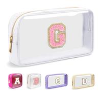 Cosmetic Bags Clear Makeup Bag Organizer Travel Essentials Gifts for Women Girlfriend Teen Mom Teacher Brithday Mothers Day Gifts A-Z Personalized Bag (G, White)