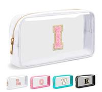 Cosmetic Bags Clear Makeup Bag Organizer Travel Essentials Gifts for Women Girlfriend Teen Mom Teacher Brithday Mothers Day Gifts A-Z Personalized Bag (I, White)