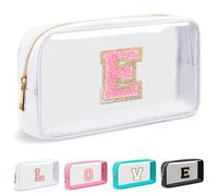 Cosmetic Bags Clear Makeup Bag Organizer Travel Essentials Gifts for Women Girlfriend Teen Mom Teacher Brithday Mothers Day Gifts A-Z Personalized Bag (E, White)