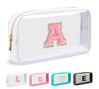 Cosmetic Bags Clear Makeup Bag Organizer Travel Essentials Gifts for Women Girlfriend Teen Mom Teacher Brithday Mothers Day Gifts A-Z Personalized Bag (A, White)