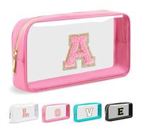 Cosmetic Bags Clear Makeup Bag Organizer Travel Essentials Gifts for Women Girlfriend Teen Mom Teacher Brithday Mothers Day Gifts A-Z Personalized Bag (A, Pink)