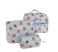 Cosmetic Bags Cute Blue Bear Makeup Bag Set Travel Essentials Portable Cosmetic Organizer Pouch Zipper Versatile Storage Bag for Travel with Zip(Blu)