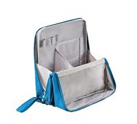 Cosmetic Bags Doresty Makeup Bag Purpose Large Capacity Cloth Standing Makeup Bag Organizer with Compartments Portable Vertical Toiletry & Stationery Storage Cork Wallet Women (Blue, One Size)
