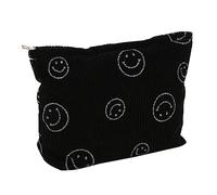 Cosmetic Bags for Women,Corduroy Cosmetic Bag Aesthetic Women Handbags Purses Smile Dots Makeup Organizer Storage Makeup Bag Girls Case Bags, Black, Kawaii Cute Corduroy Cosmetic Bags Women Makeup Bag