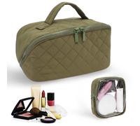 Cosmetic Bags for Women,Portable Travel Cosmetic Bag, Waterproof Travel Make Up Bag, Large Capacity Makeup Pouch for Everyday Use(Olive Color)