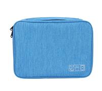 Cosmetic Bags Portable Large Capacity Brush Compartment Sky Blue Data Line Storage Bag for Travel