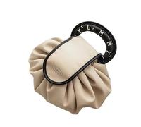 Cosmetic Bags Portable Makeup Bag Foldable Cosmetic Storage Bag with Handle Organizer Pouch Versatile Storage Foldable Toiletry Bags with Zip(Beige)