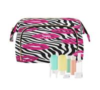 Cosmetic Bags with Zipper Hot Pink Black Zebras Kiss Lips Essentials Change Purse for Cosmetic Makeup