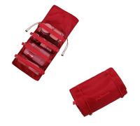 Cosmetic Bags Women Cosmetic Bag Foldable Nylon Bag Rope Makeup Bag 4pcs in 1 Zipper Mesh Separable Travel Portable Cosmetics Pouch(Red)