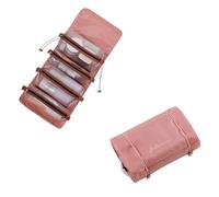 Cosmetic Bags Women Cosmetic Bag Foldable Nylon Bag Rope Makeup Bag 4pcs in 1 Zipper Mesh Separable Travel Portable Cosmetics Pouch(Pink)
