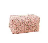 Cosmetic Bags Women's Ditsy Floral Pattern Quilted Makeup Bag, Elegant Large Capacity Cosmetics Storage Bag Cute Versatile for Women Girls with Zip(Pink Flowers)
