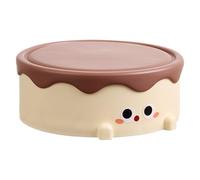 Cosmetic Box with Mirror - Round Cake Shape Cosmetic Organiser with Integrated Mirror - Dustproof Carry Bag for Jewellery, Lipsticks & Brushes - Practical Storage Set, Coffee, See Description