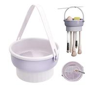 Cosmetic Brush Cleaning Pads Silicone - 3 in 1 Container for Makeup Brush Cleaner, Removable Cosmetic Brush Holder for Drying Tool and Cleaner